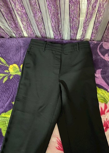 Kadın Siyah Pilili Kumaş Pantolon - Görsel 3