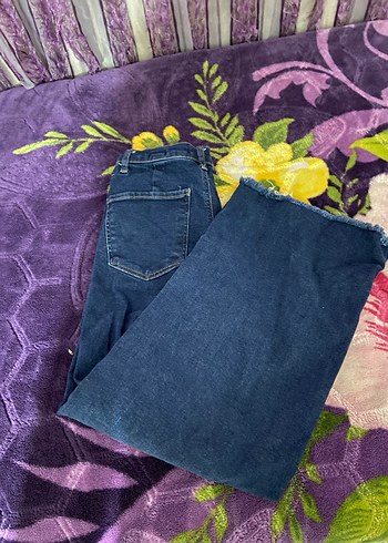 Bordo Bağlama Desenli Salaş Midi Kot - Görsel 4