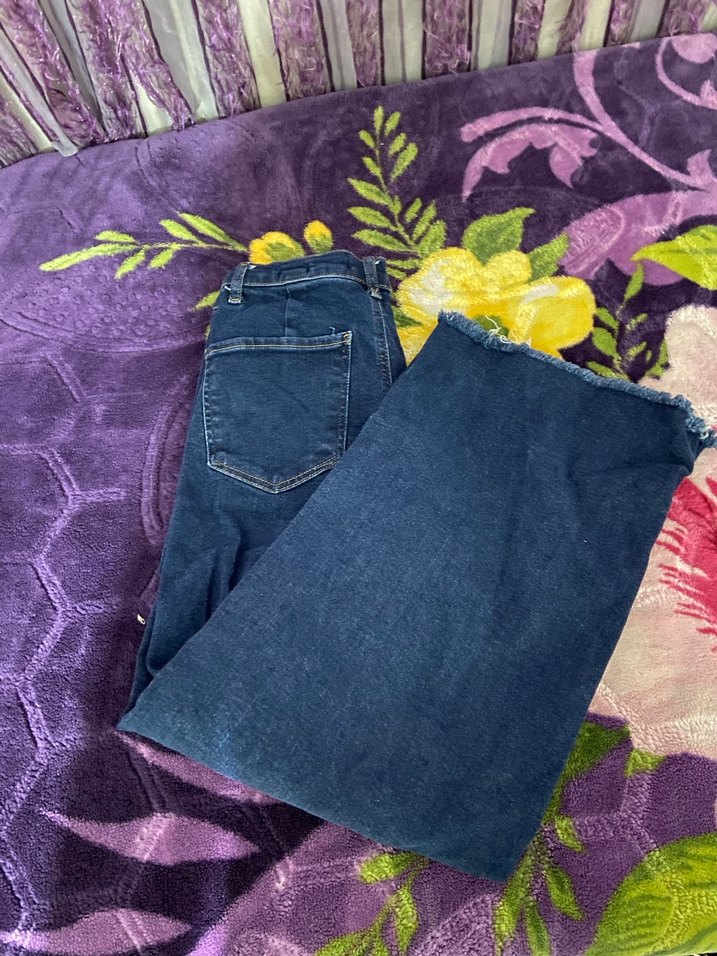 Bordo Bağlama Desenli Salaş Midi Kot - Görsel 4