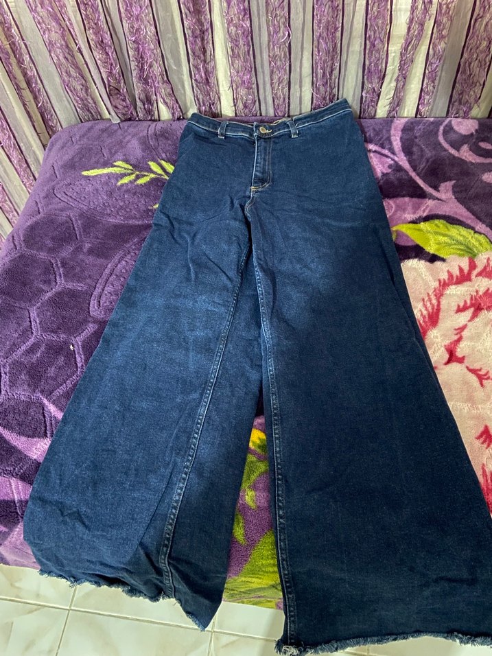 Bordo Bağlama Desenli Salaş Midi Kot - Görsel 2