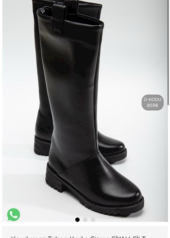 Siyah Tokalı Diz Boyu Kadın Çizme - Görsel 5