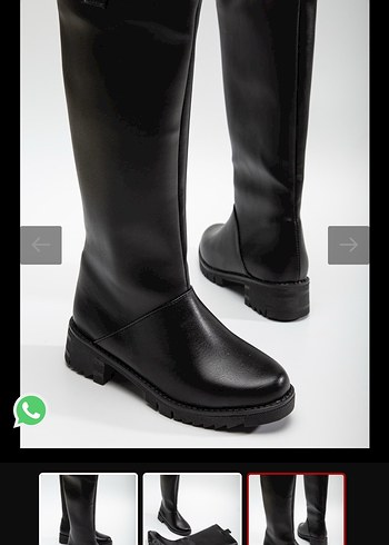 Siyah Tokalı Diz Boyu Kadın Çizme - Görsel 4