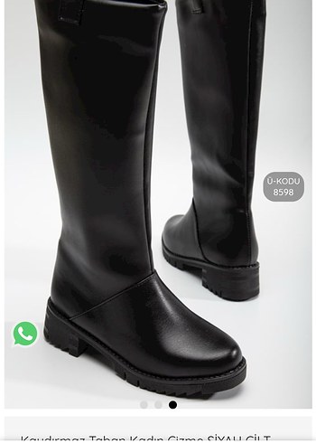Siyah Tokalı Diz Boyu Kadın Çizme - Görsel 6