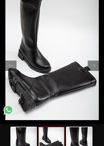 Siyah Tokalı Diz Boyu Kadın Çizme - Görsel 3