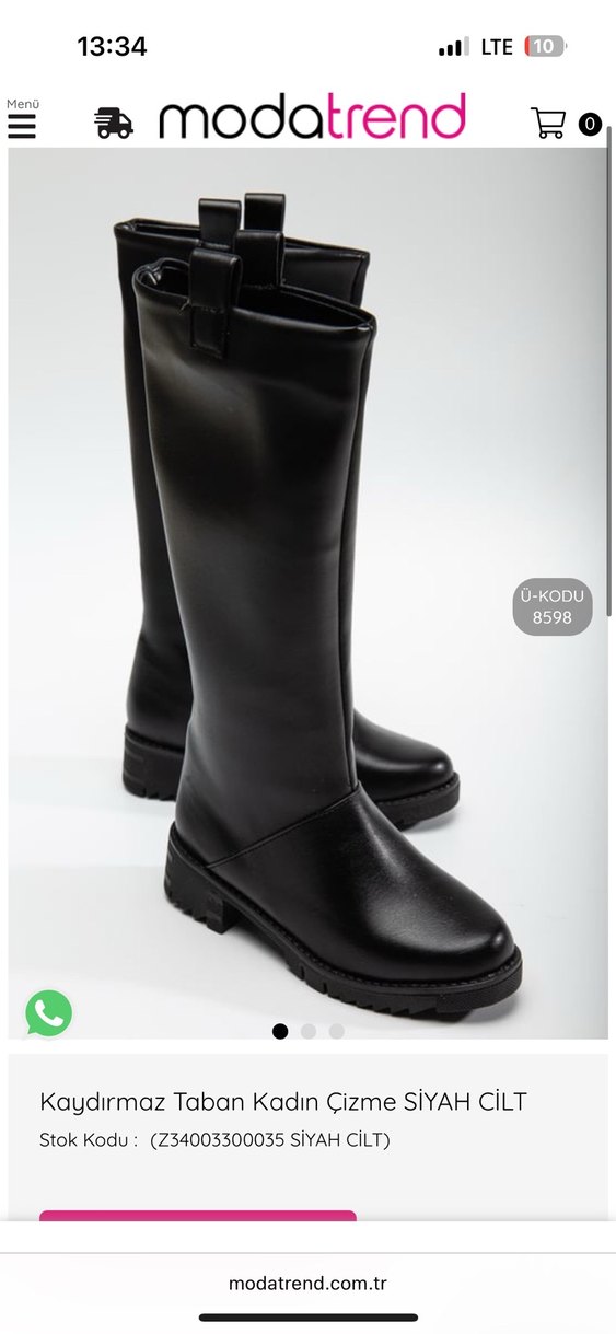 Siyah Tokalı Diz Boyu Kadın Çizme - Görsel 5