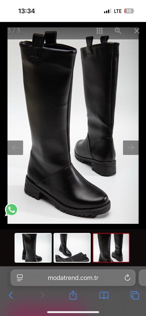 Siyah Tokalı Diz Boyu Kadın Çizme - Görsel 4