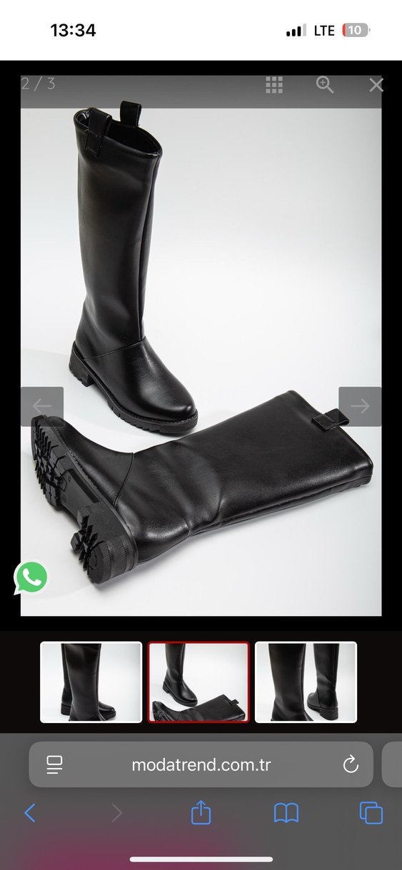 Siyah Tokalı Diz Boyu Kadın Çizme - Görsel 3