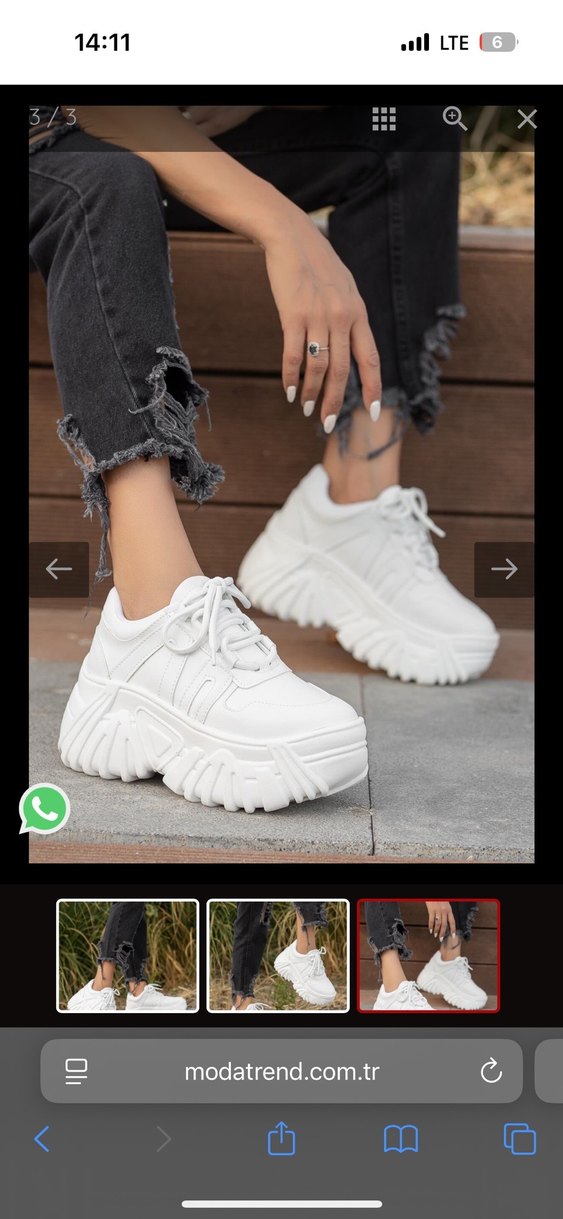 Kadın Beyaz Bağcıklı Platform Spor Ayakkabı - Görsel 2