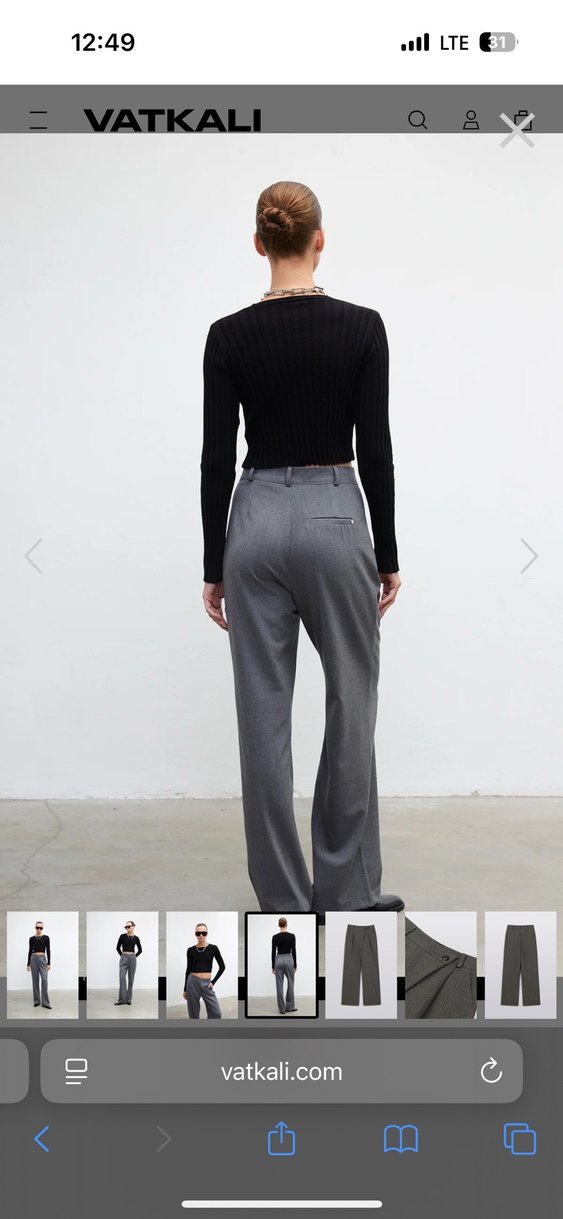 Vatkalı Gri Crossover Palazzo Pantolon - Premium - Görsel 5