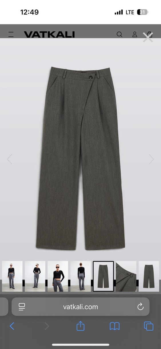 Vatkalı Gri Crossover Palazzo Pantolon - Premium - Görsel 4