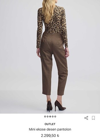 İpekyol Kahverengi Mini Ekose Desen Kumaş Pantolon - Görsel 5