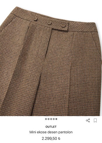 İpekyol Kahverengi Mini Ekose Desen Kumaş Pantolon - Görsel 3