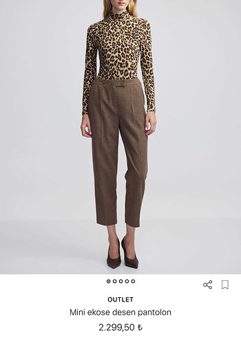 İpekyol Kahverengi Mini Ekose Desen Kumaş Pantolon - Görsel 2