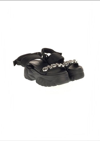 Siyah Yılan Desenli Platform Topuklu Sandalet - Görsel 2