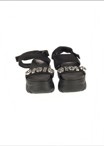 Siyah Yılan Desenli Platform Topuklu Sandalet - Görsel 3