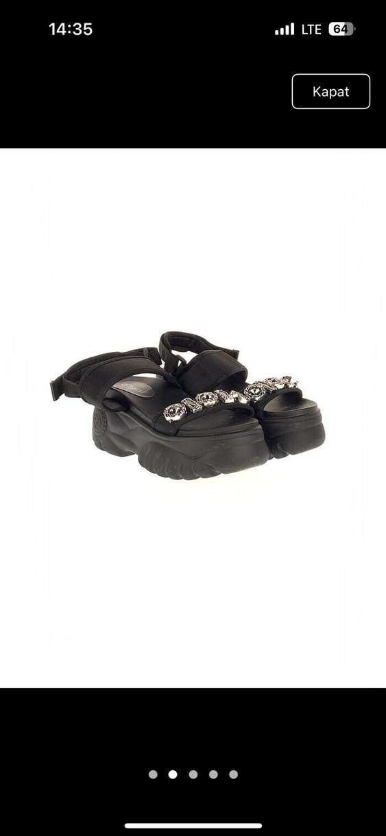 Siyah Yılan Desenli Platform Topuklu Sandalet - Görsel 2