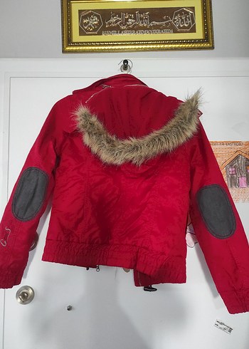 Kırmızı Fermuarlı Kısa Street Style Kadın Ceket - Görsel 5