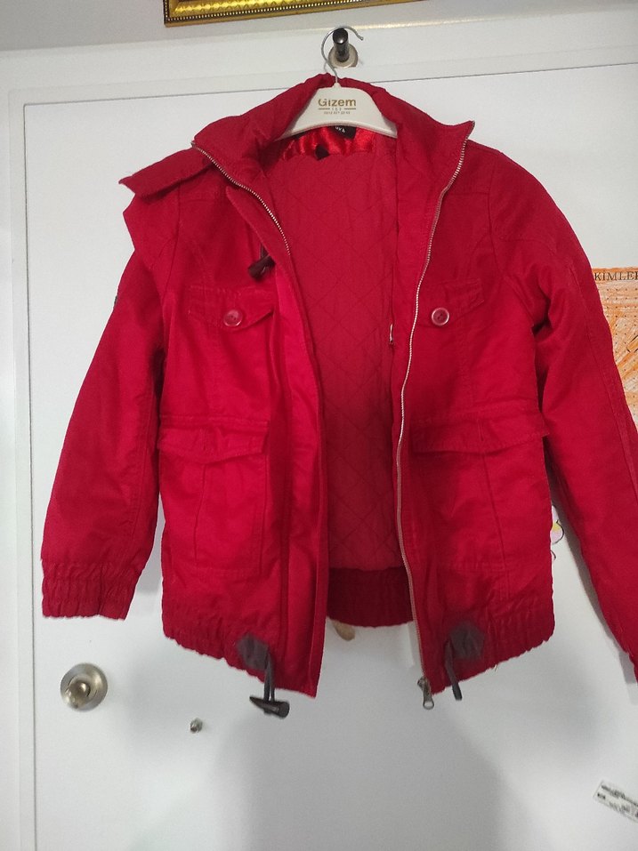 Kırmızı Fermuarlı Kısa Street Style Kadın Ceket - Görsel 2
