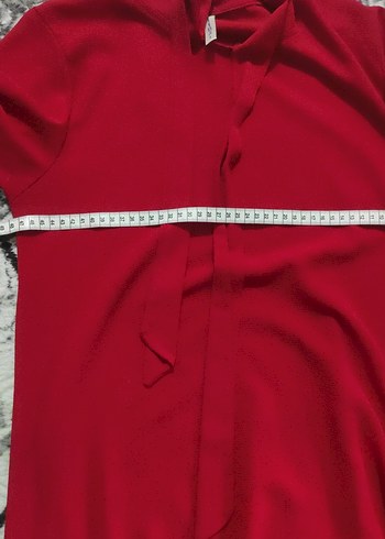kırmızı Uzun Kollu Salaş Kadın Tunik - Görsel 4