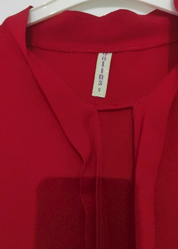kırmızı Uzun Kollu Salaş Kadın Tunik - Görsel 2
