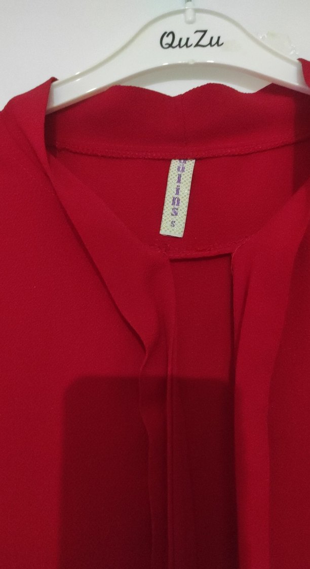 kırmızı Uzun Kollu Salaş Kadın Tunik - Görsel 2