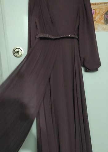 Uzun Drapeli Kadın Abiye Elbise - Görsel 7