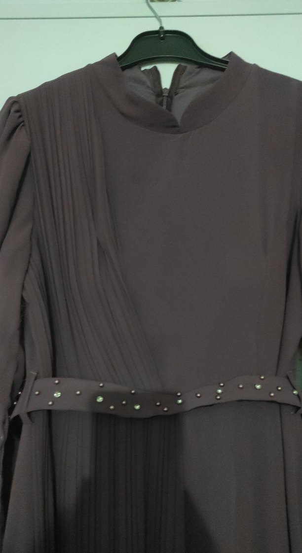 Uzun Drapeli Kadın Abiye Elbise - Görsel 3