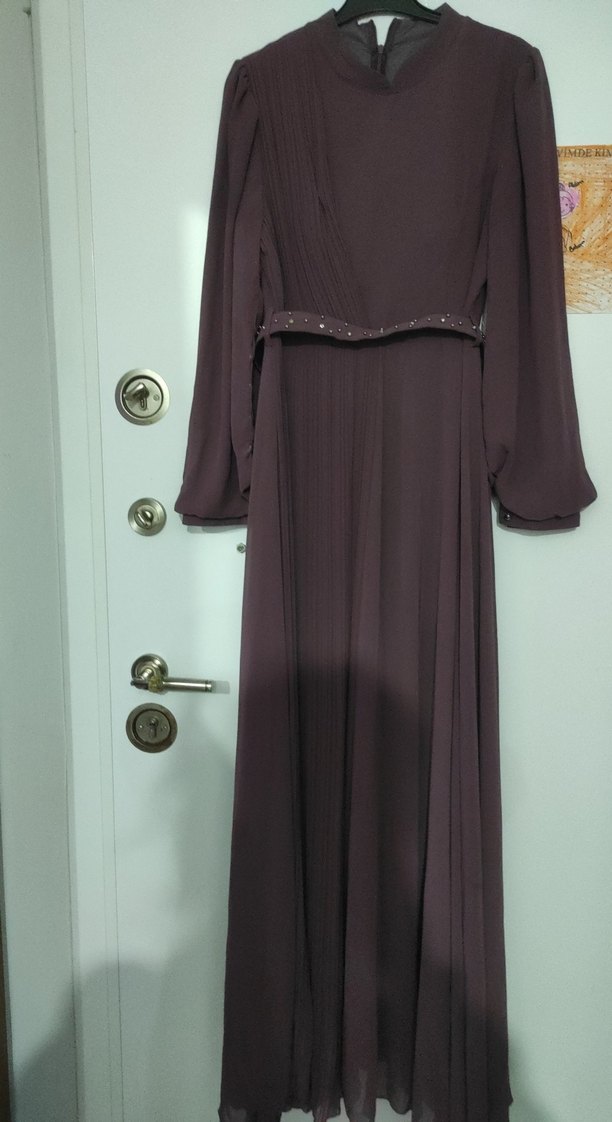 Uzun Drapeli Kadın Abiye Elbise - Görsel 2