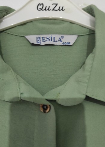 Yeşil ayrobin V Yakalı Kadın Gömlek - Görsel 5