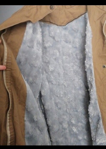 Bej Kadın Midi Kaban, Kürklü, Rahat Kesim - Görsel 2