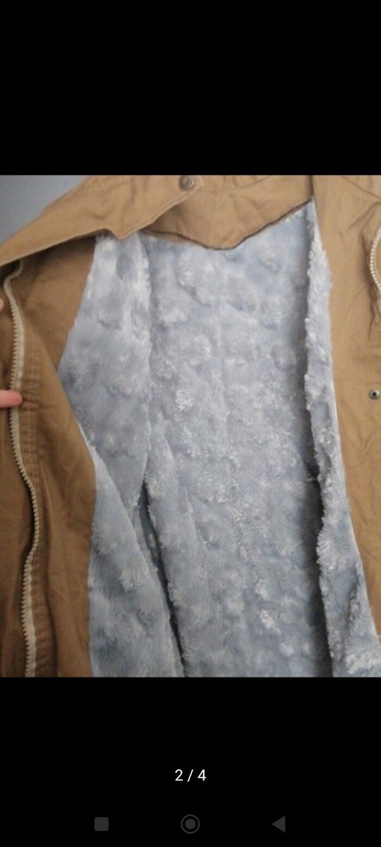 Bej Kadın Midi Kaban, Kürklü, Rahat Kesim - Görsel 2