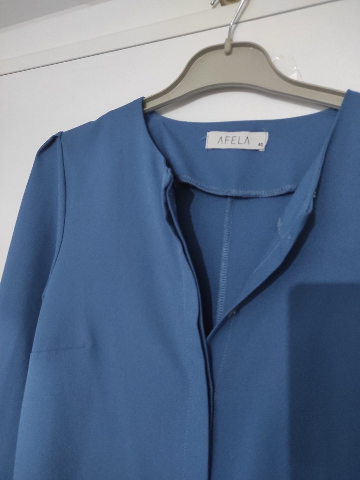 Düğmeli Uzun Kollu Lacivert Kadın takım - Görsel 3