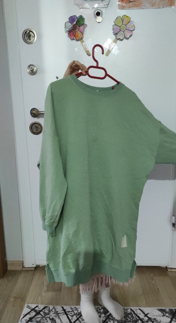 Kadın Uzun Kollu Salaş Haki Tunik - Görsel 3