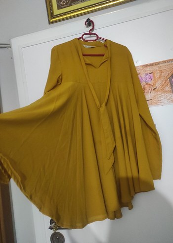 Sarı Uzun Kollu Salaş tunik - Görsel 4