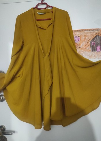 Sarı Uzun Kollu Salaş tunik - Görsel 5