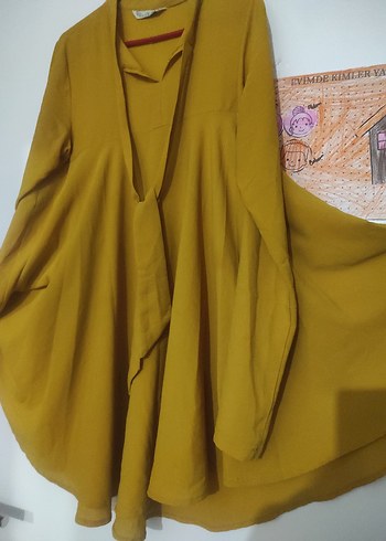 Sarı Uzun Kollu Salaş tunik - Görsel 7