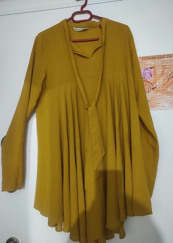 Sarı Uzun Kollu Salaş tunik - Görsel 3