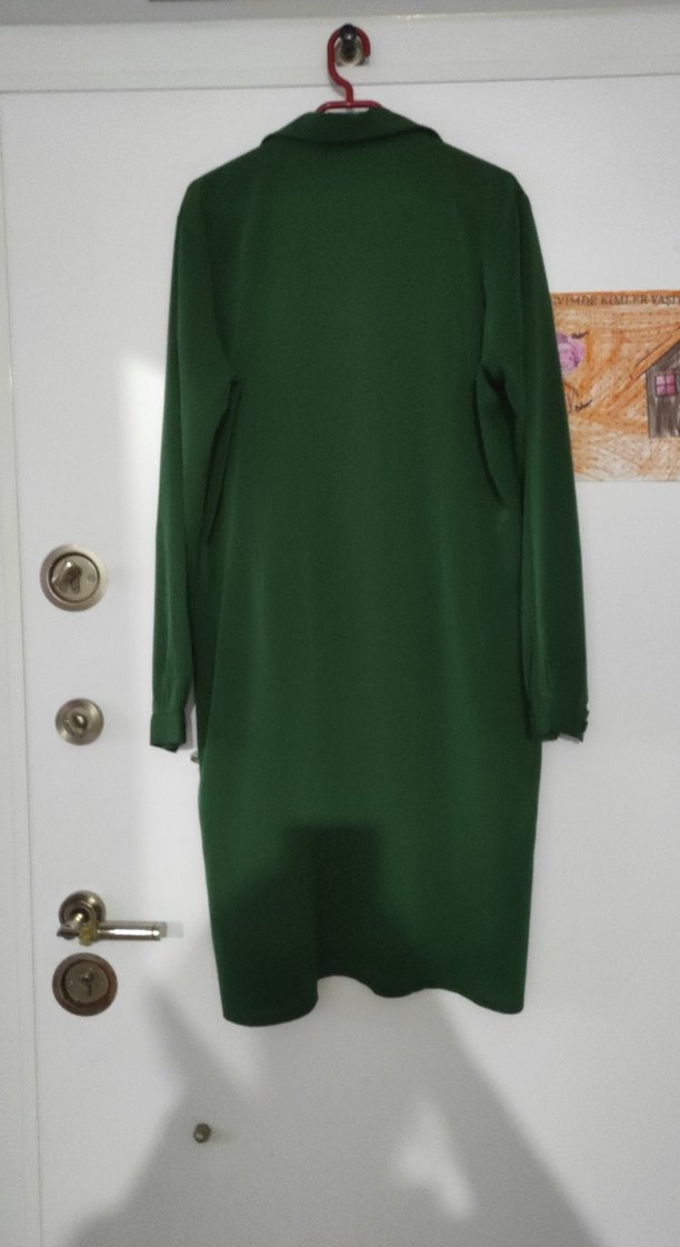 Kadın Uzun Kollu Düğmeli Yeşil Tunik - Görsel 3