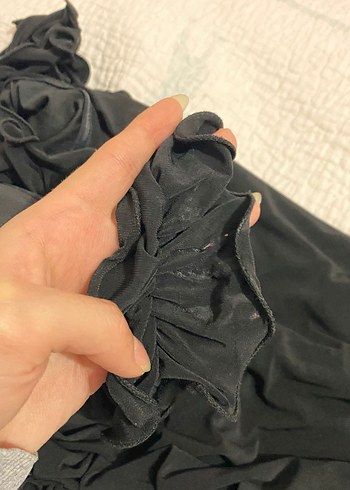 Siyah Straplez Uzun Drapeli Kadın Elbise - Görsel 10