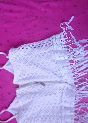 Kızlar için Dantel Detaylı Bohem Poncho - Görsel 5