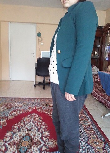 Petrol yeşili kadın blazer ceket  - Görsel 4