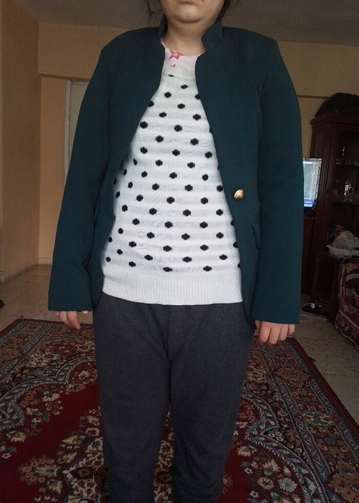 Petrol yeşili kadın blazer ceket  - Görsel 3