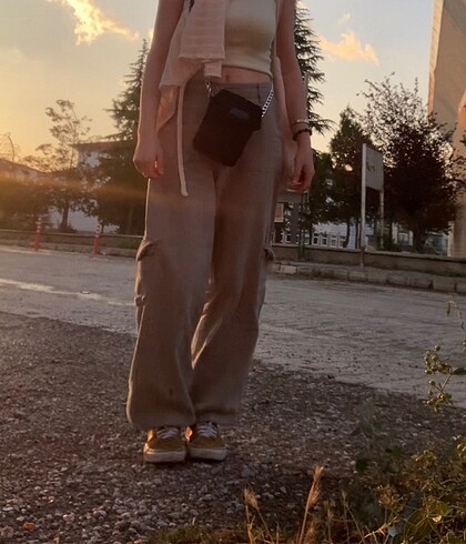 32 Beden haki Renk haki keten pantalon