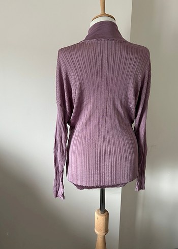 Mor Pliseli Kadın Boğazlı Triko - Görsel 5