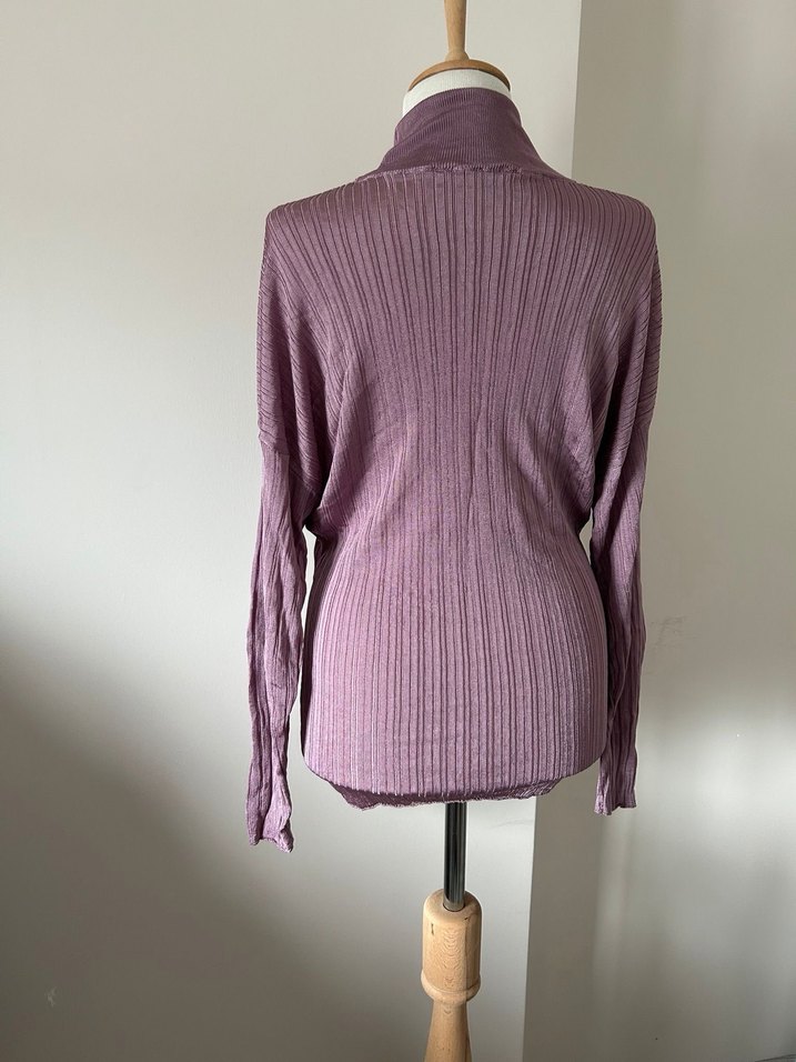 Mor Pliseli Kadın Boğazlı Triko - Görsel 5