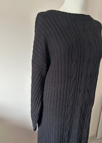 Siyah Uzun Örgü Kadın Elbise - Görsel 3