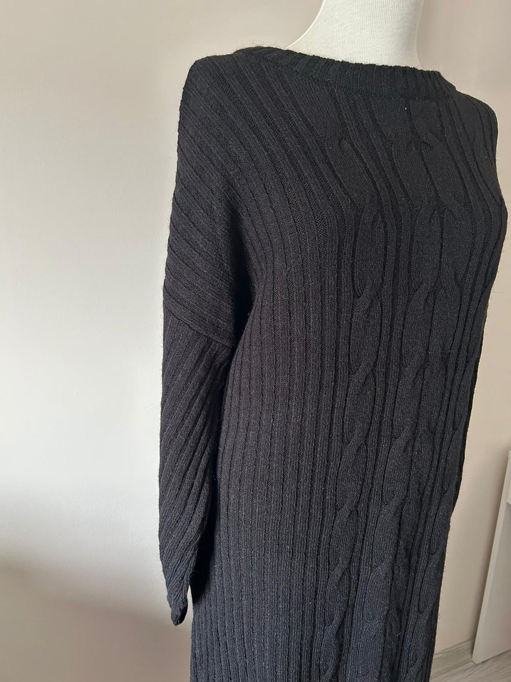 Siyah Uzun Örgü Kadın Elbise - Görsel 3