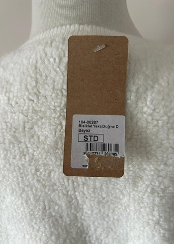 Düğmeli Beyaz Kadın Triko Hırka - Görsel 5