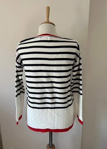 Çizgili Pamuklu Uzun Kollu Kadın Kazak - Görsel 4