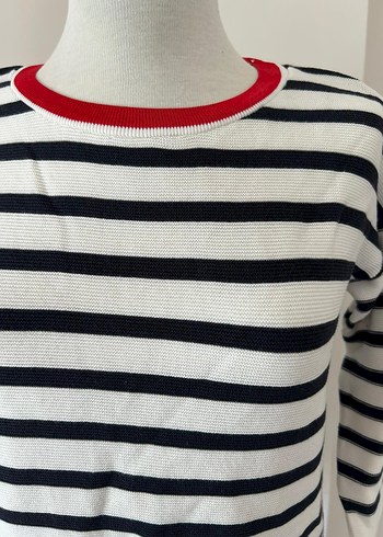 Çizgili Pamuklu Uzun Kollu Kadın Kazak - Görsel 6